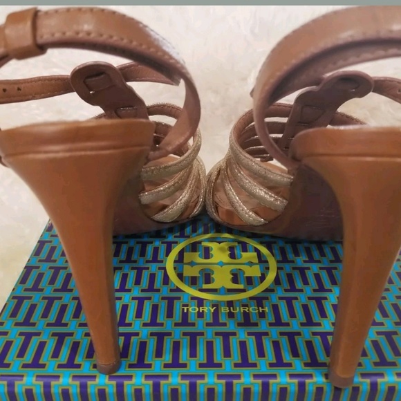 Tory Burch Charlene gold brown sandles - Picture 7 of 8